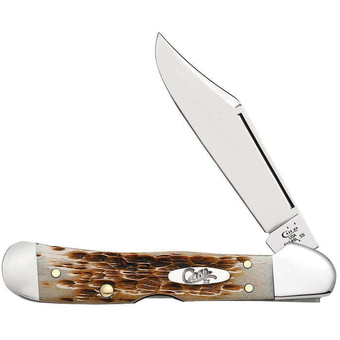 Case CopperLock Pocket Folding Knife Amber Handle and Precise Clip Point Blade - 00133 - Case