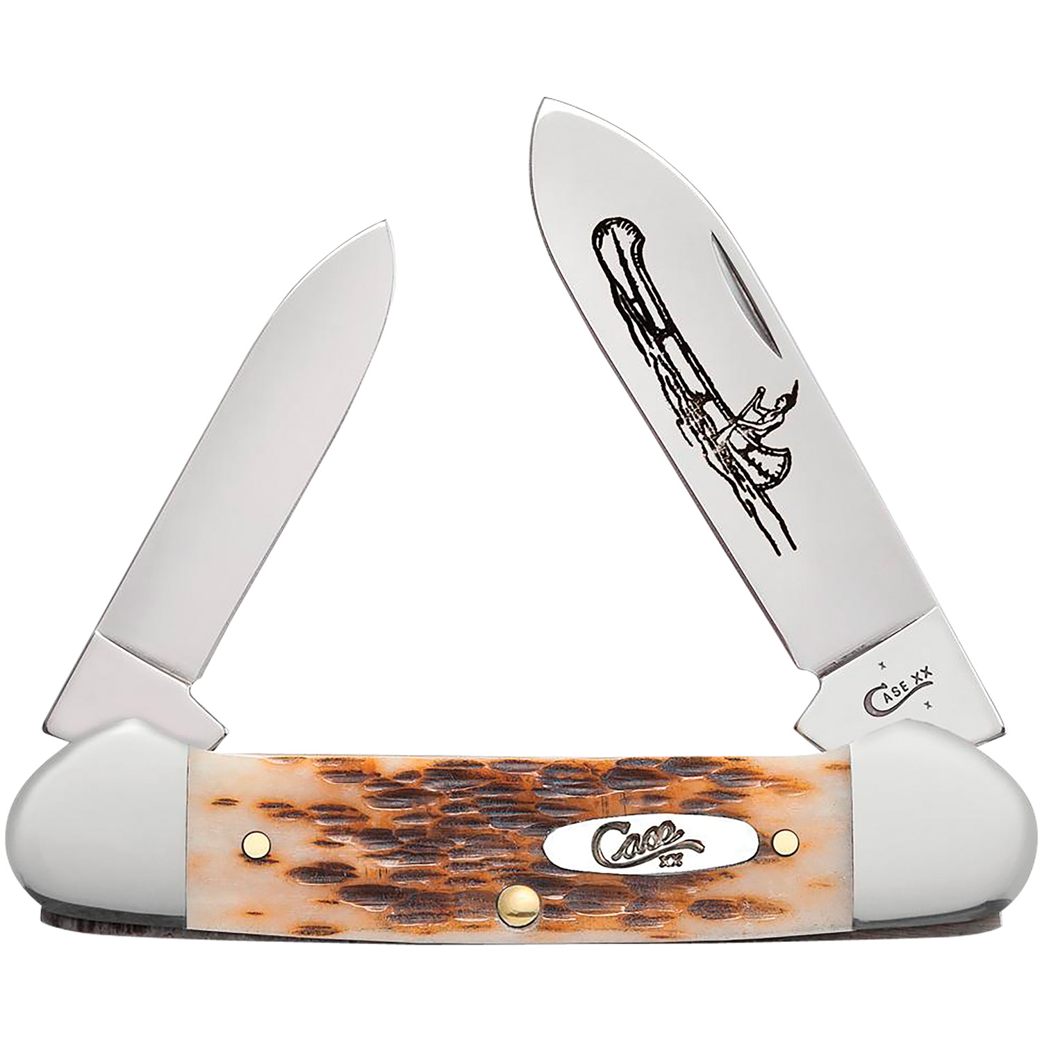 Case Canoe Folding Knife Spear/Pen, Amber - 00263 - Case