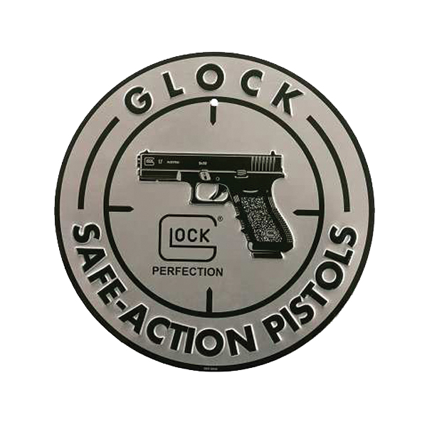 Glock Safe Action Aluminum Promo Sign - Sleek Black/Silver Design - AD00060 - Glock