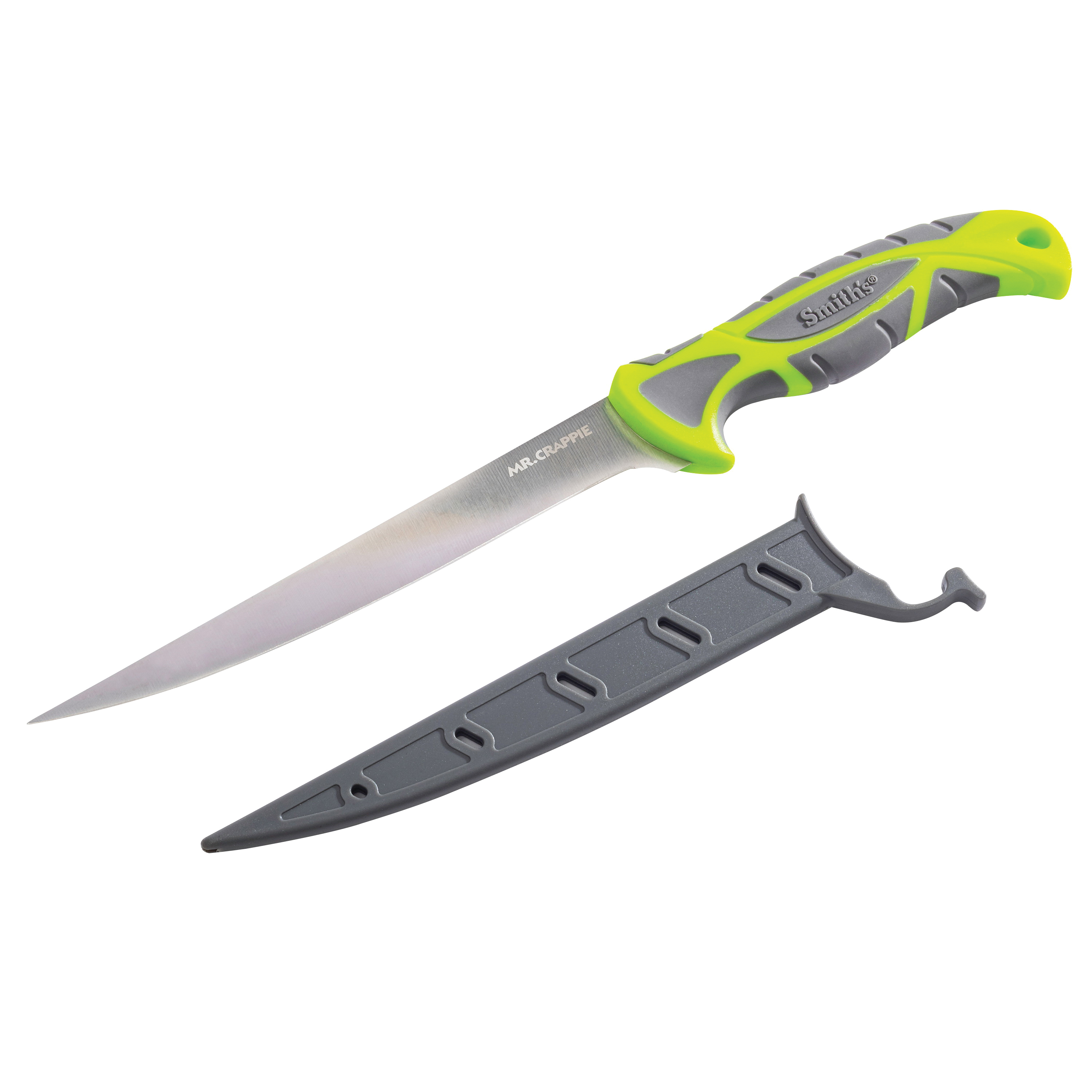 Smiths Products Mr. Crappie, Slab Sticker Fillet Fixed Knife, Gray/Green - 51209