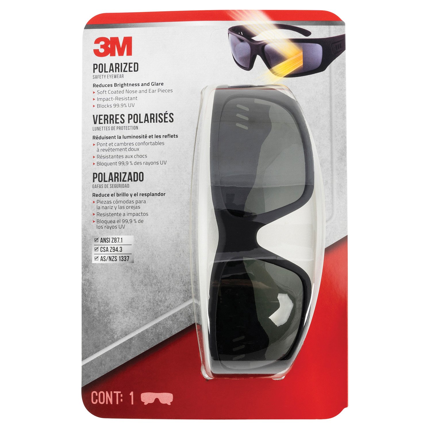 Peltor VDC Polarized Safety Eyewear Adult, Black - 90214H1VDC - Peltor
