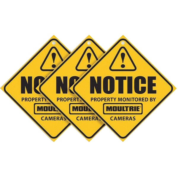 Moultrie Feeders Camera Surveillance Sign in Yellow - Deter Unauthorized Access - MCA13133 - Moultrie