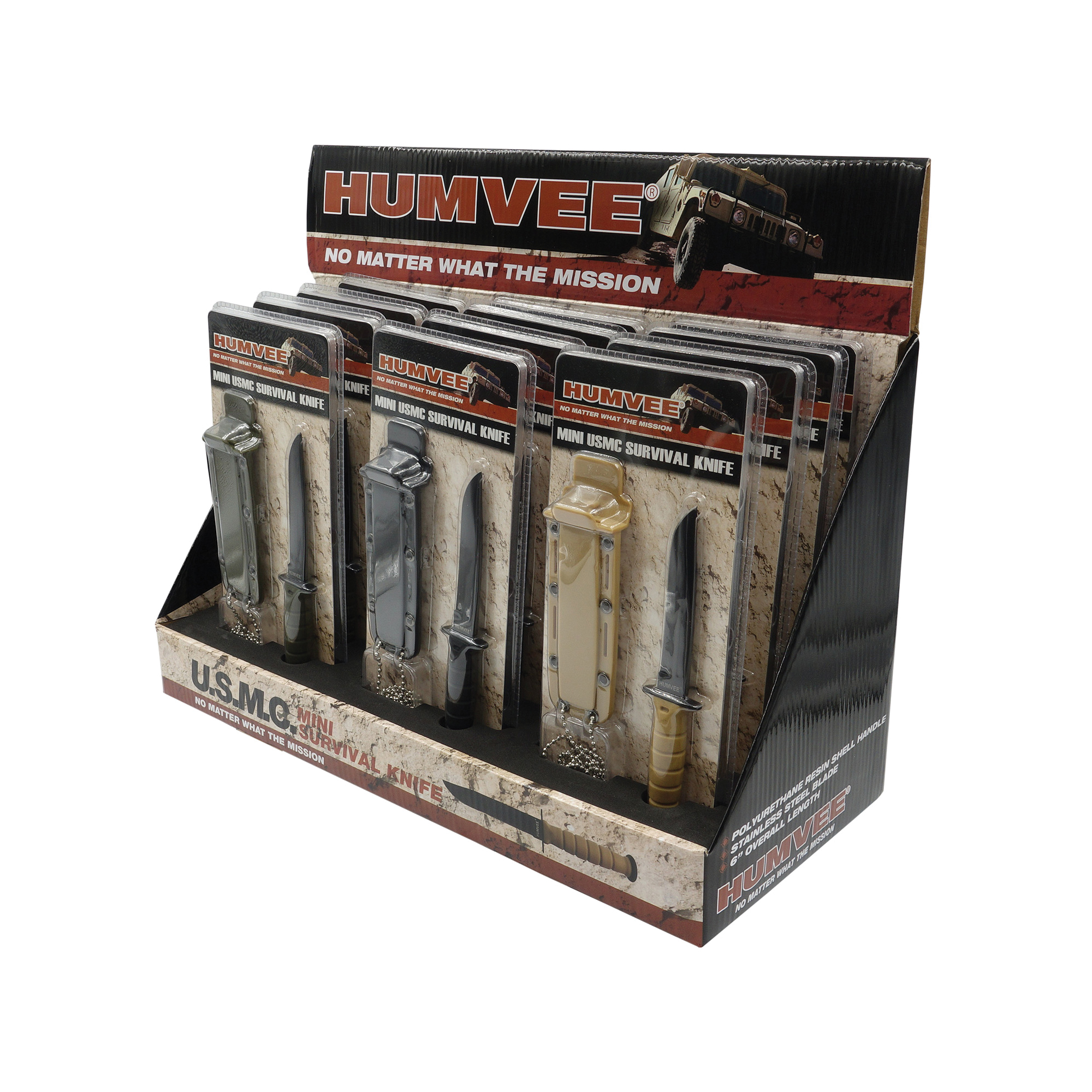 Humvee Adventure Gear Humbee 12-Piece Combat Neck Knife, Black/OD Green/Dark Earth - HMV-DB-USMC - Humvee Accessories
