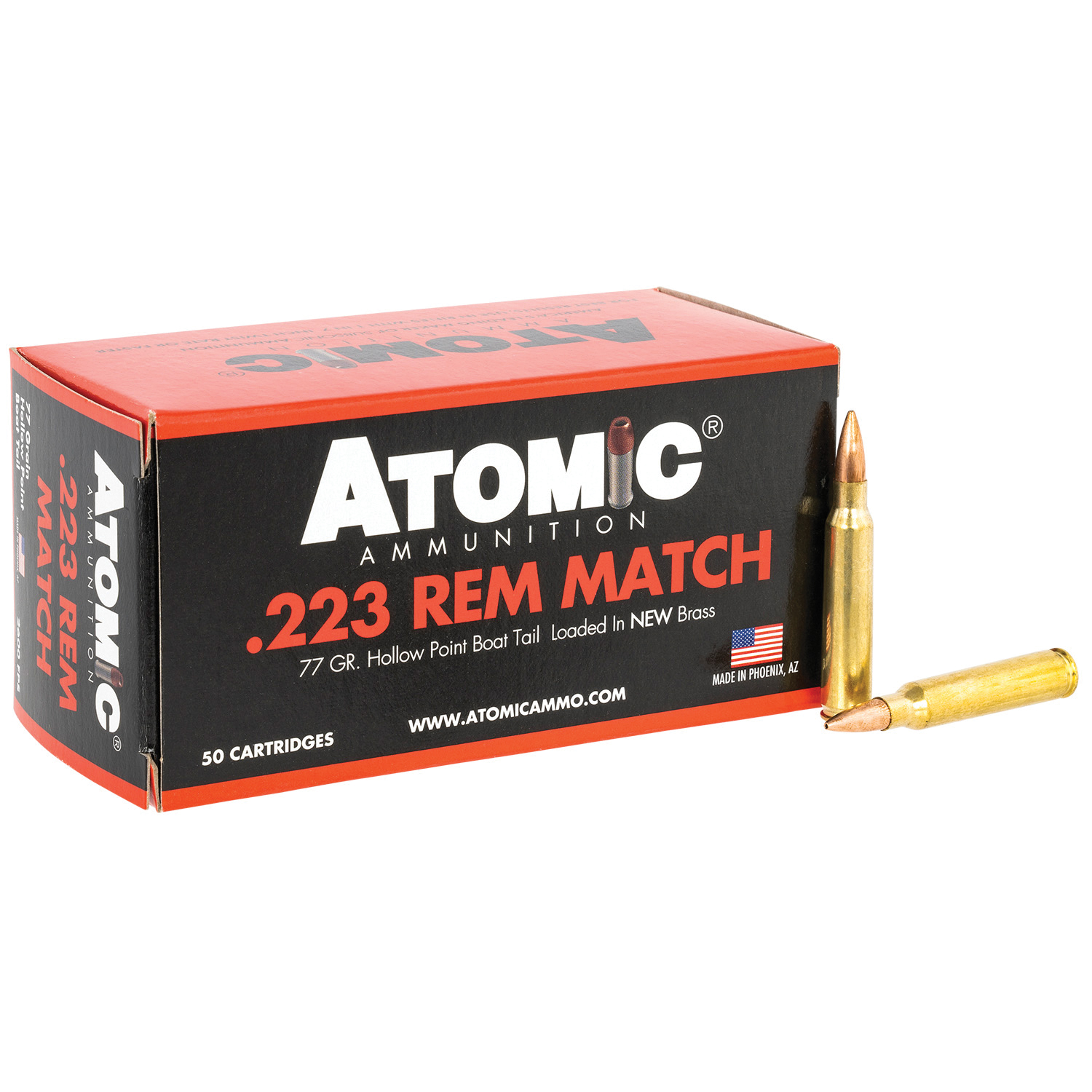 Atomic Ammunition Match .223 Remington 77 gr  HPBT - 50rds - 00427 - Atomic