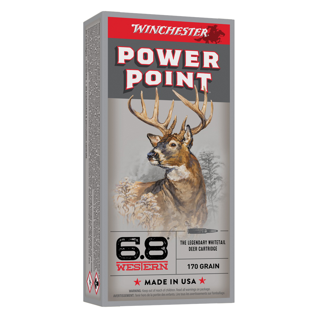 Winchester Power-Point 6.8 Western 170 gr Ammo PP - 20rds - X68W1 - Winchester