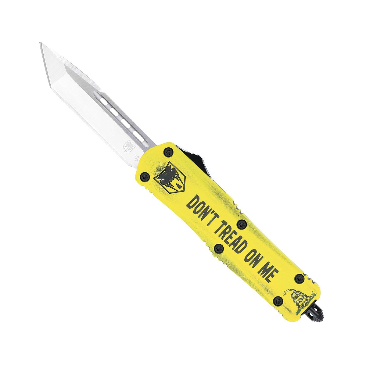 CobraTec Knives FS-3 Don't Tread On Me Medium OTF Knife Tanto, Yellow - MDTOMFS-3TNS - Cobratec Knives Llc
