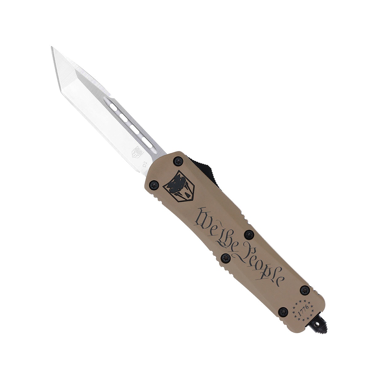 CobraTec Knives FS-3 We The People Medium OTF Knife Tanto, Tan - MWTPFS-3TNS - Cobratec Knives Llc