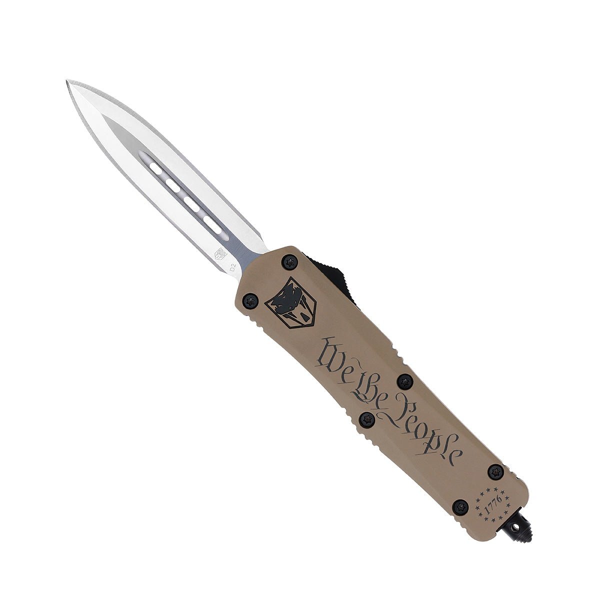 CobraTec Knives FS-3 We The People Medium OTF Dagger Knife Stand Strong in Tan - MWTPFS-3DAGNS - Cobratec Knives Llc