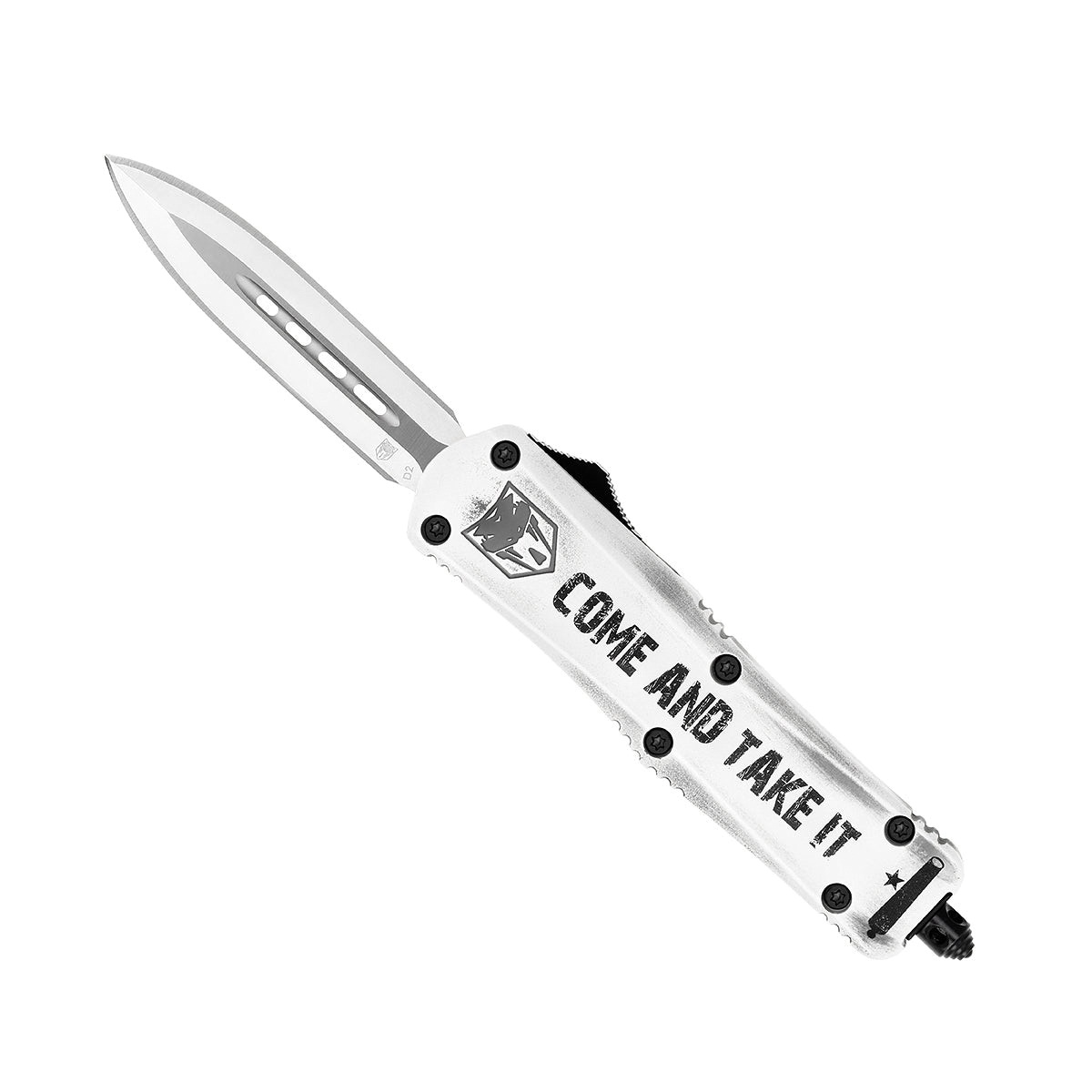 CobraTec Knives FS-3 Come And Take It Medium OTF Knife Dagger, White - MCATIFS-3DAGNS - Cobratec Knives Llc