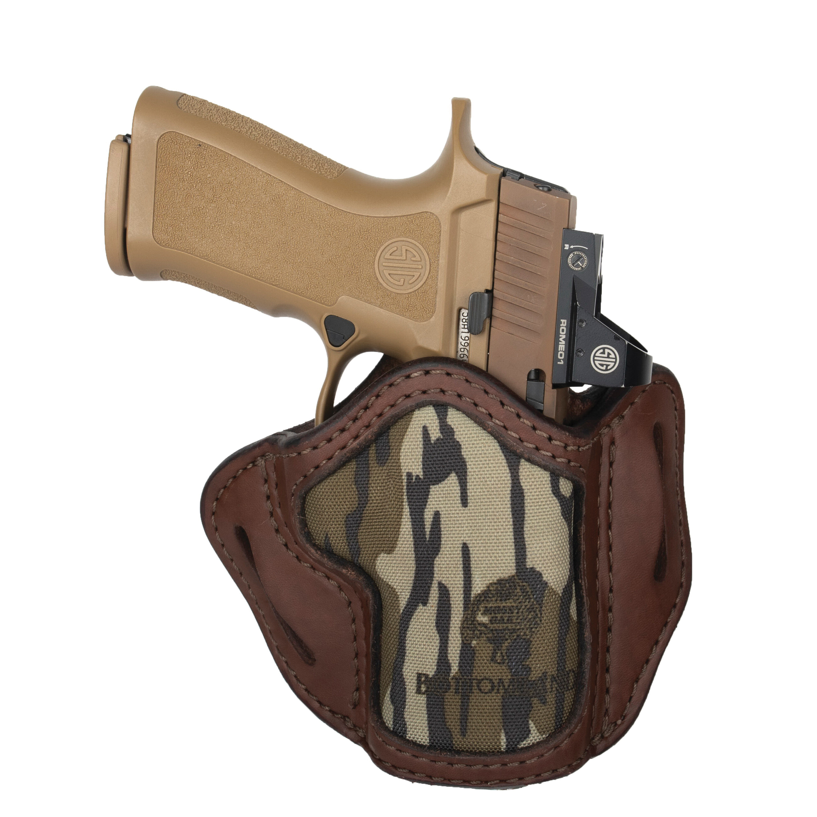 1791 Gunleather Optic Ready H&K VP9SK Leather OWB Holster Right 2.4S, Brown/Mossy Oak - MOBH24SBRWR - 1791 Gunleather