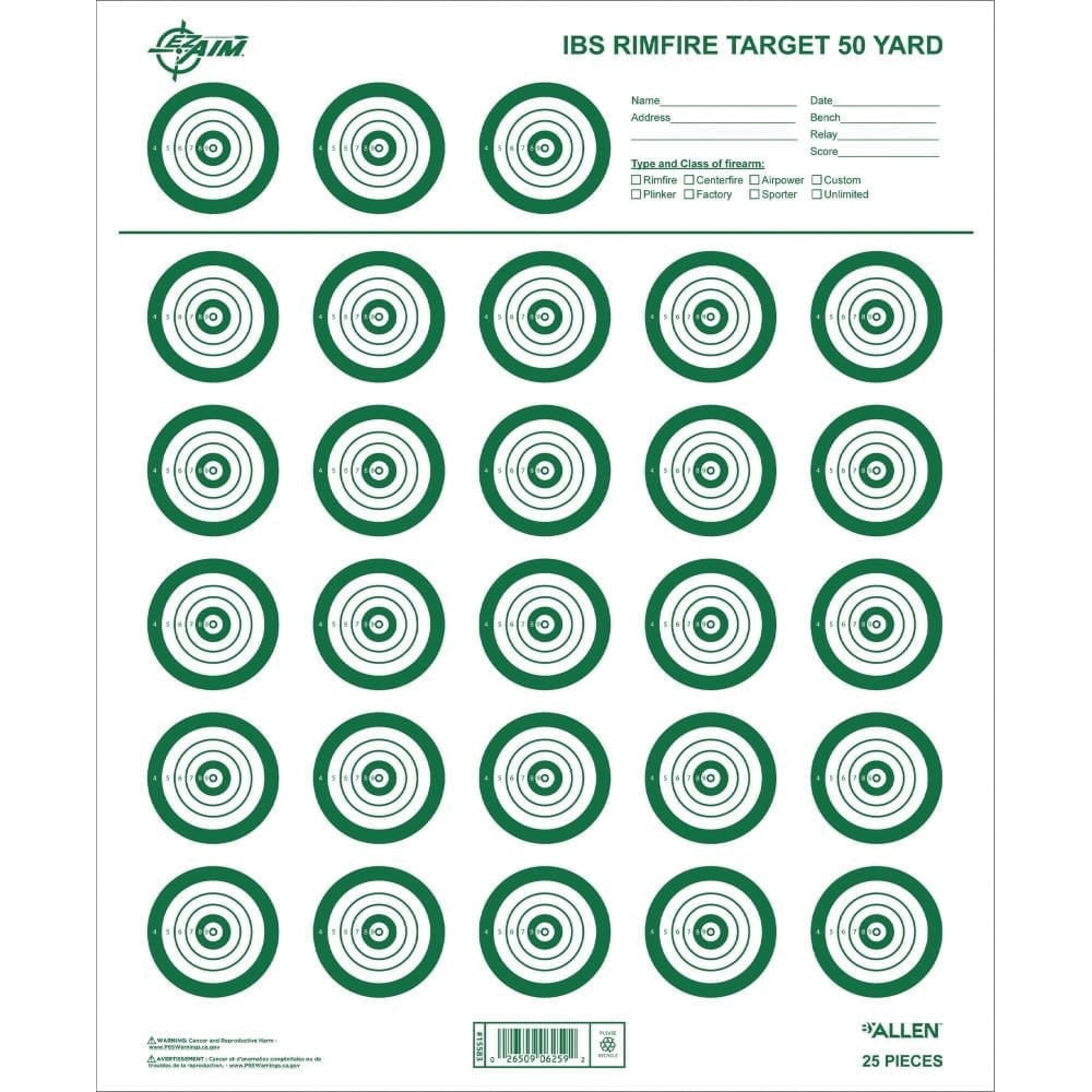 EZ Aim Official IBS Targets - Green/White (25-Pack) - 15582