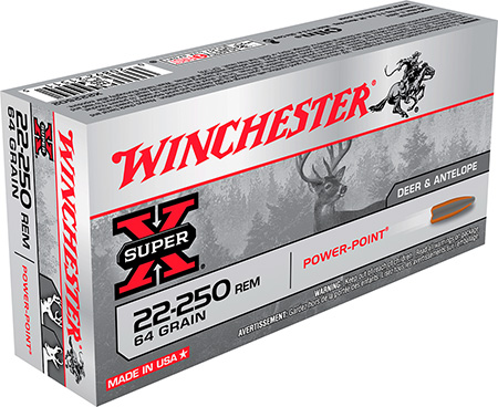 Winchester 22-250 64gr PSP Ammunition 20rds - X222502 - Winchester