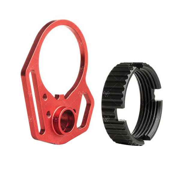Strike Industries End Plate and Anti-Rotate Castle Nut for Receivers, Red - SI-AR-UL-MFEP&ACN-RED - Strike Industries