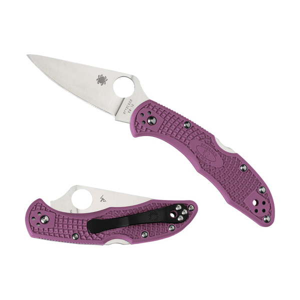 DISC--Spyderco Delica 4 Drop Point Folding Knife, 2.875", Purple - C11FPPR - Spyderco