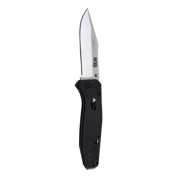 SOG Knives Flare Folding Knife Clip Point, Black - SOGFLA1001-CP