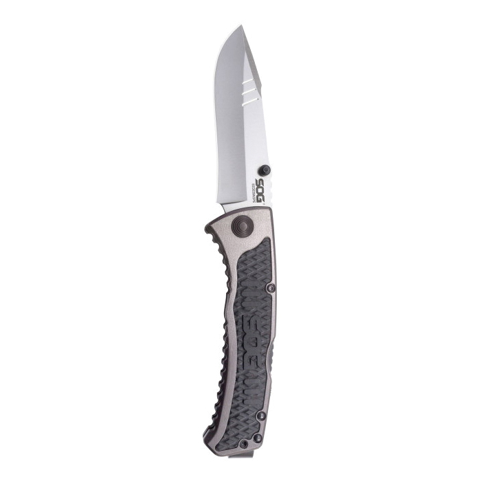 SOG Knives Sideswipe Folding Knife Clip Point, Gray Anodized - SOGSW1011-CP - Sog Knives