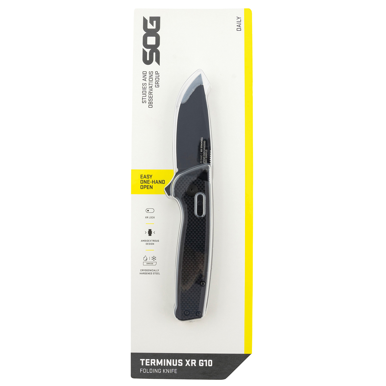 SOG Knives Terminus XR Folding Knife Clip Point, Black - SOGTM1027-CP - Sog Knives