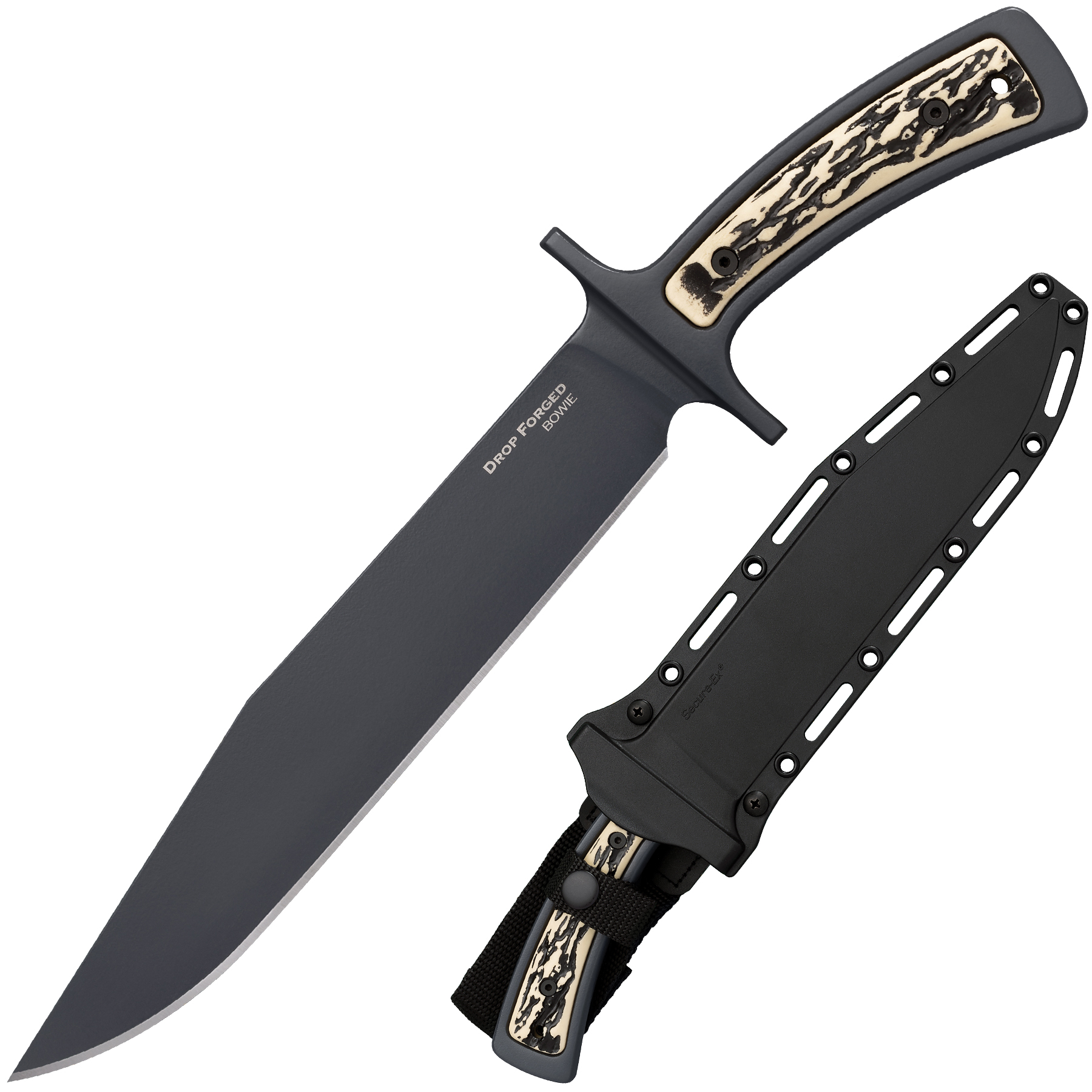 Cold Steel Drop Forged Fixed Knife Efficient Clip Point Blade in Bold Black - CS-36MK