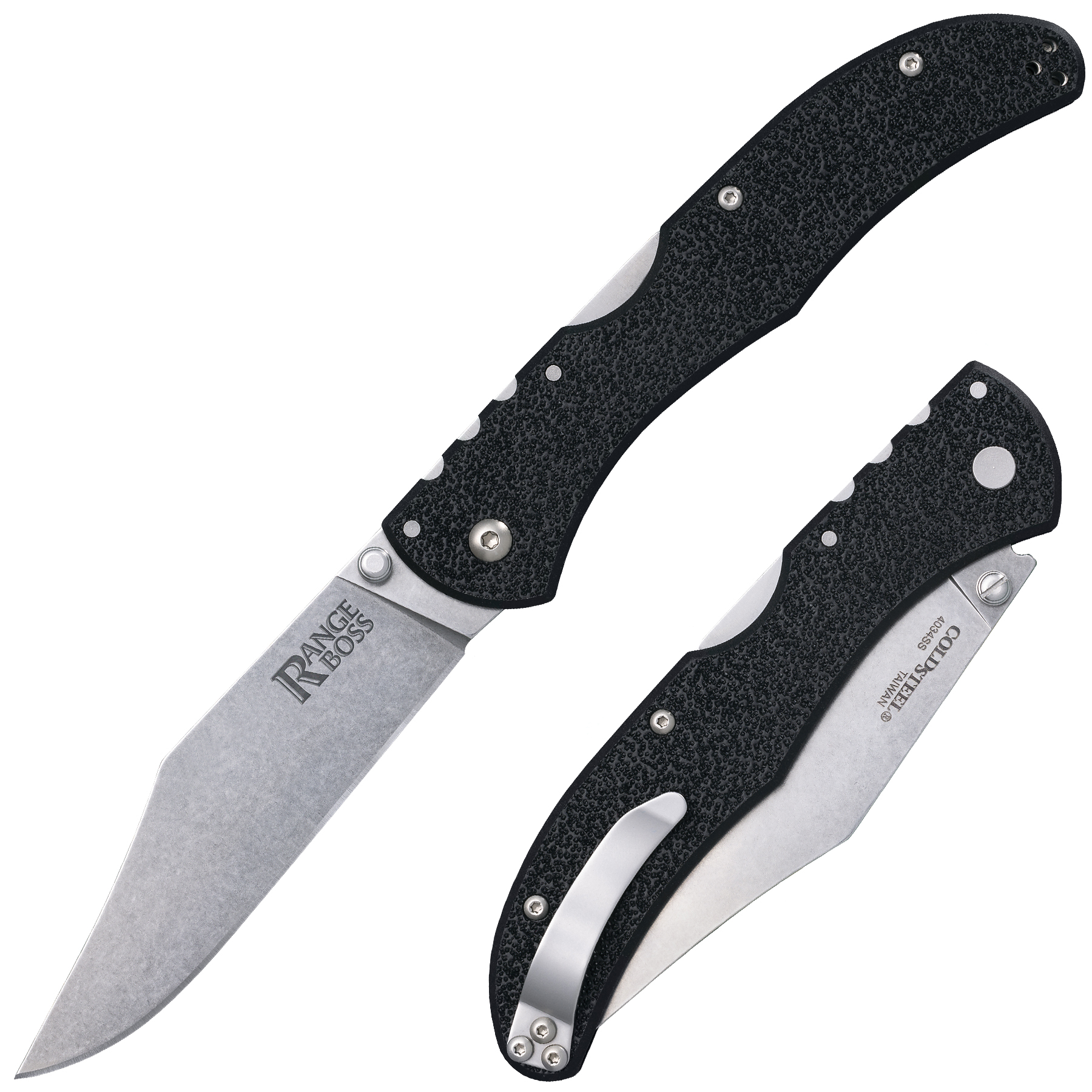 Cold Steel Range Boss Folding Knife Clip Point Blade in Stealthy Black - CS-20KR5 - Cold Steel