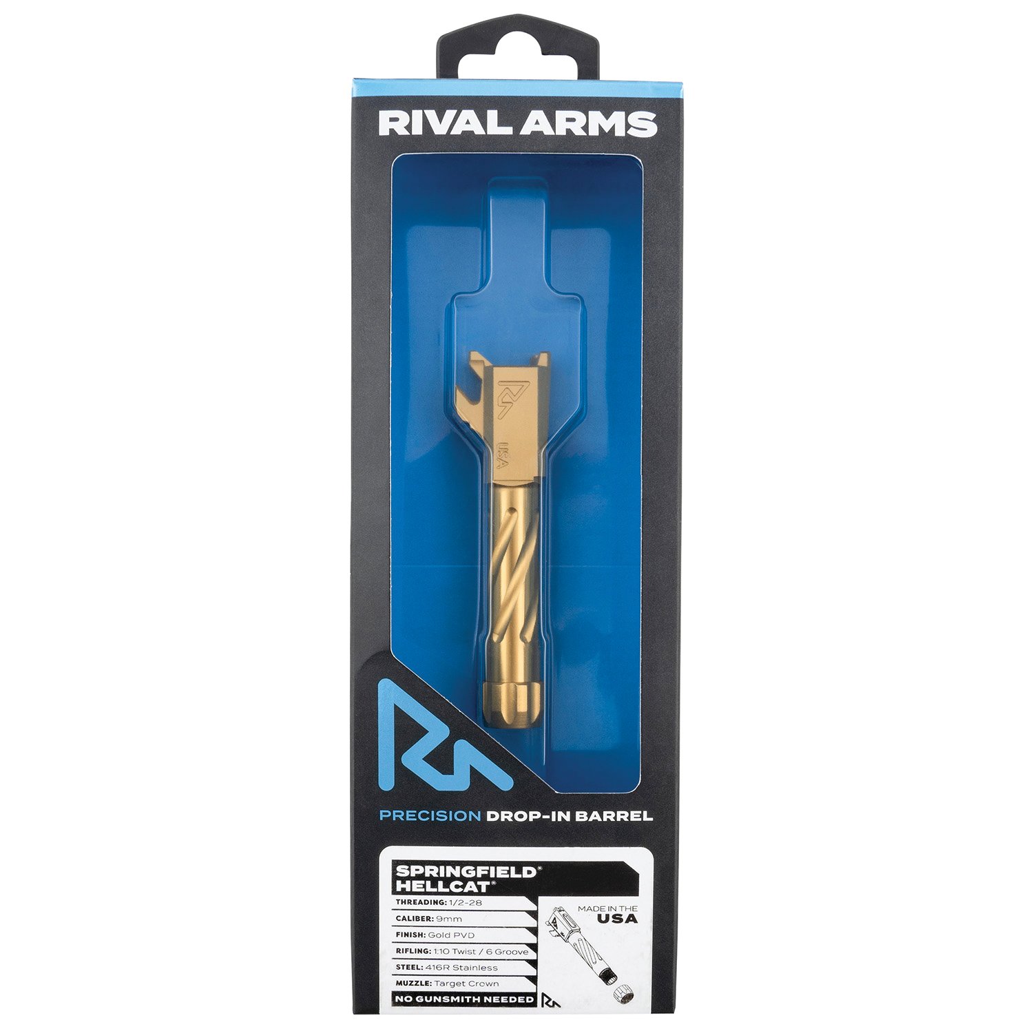 Springfield Hellcat Rival Arms V1 Gold Barrel - Precision and Style Combined - RA-RA20H102E - Rival Arms