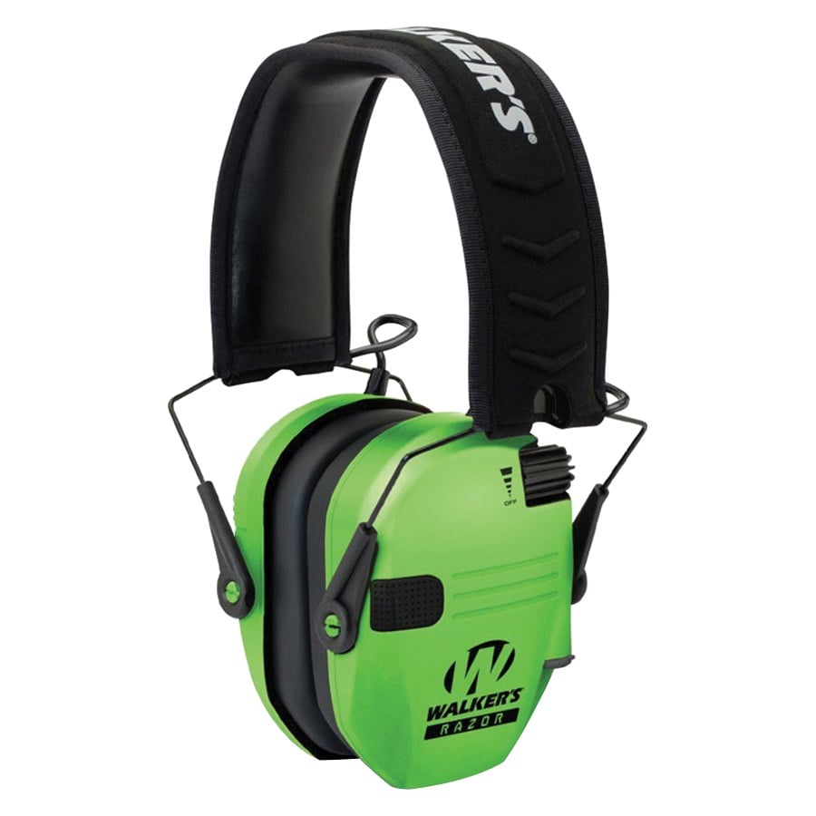 Walker Digital Polymer Electronic Earmuff Adult/23 dB, Black/Hi-Viz Green - GWP-RSEM-HVG - Walkers Game Ear
