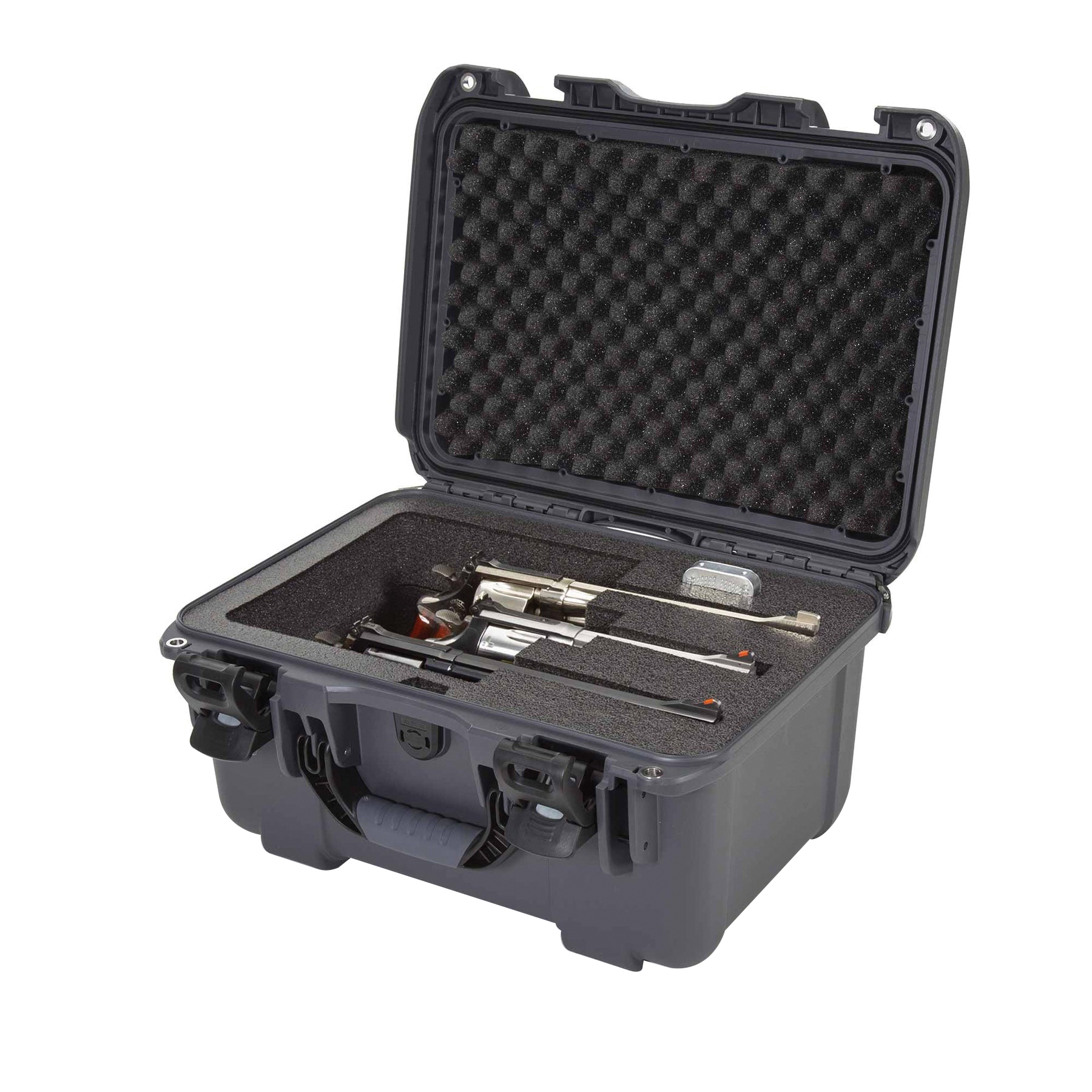 Nanuk 918 NK-7 Resin 2 UP Medium Revolver Case - Graphite Finish with Cubed Foam - 918-REV07 - Nanuk
