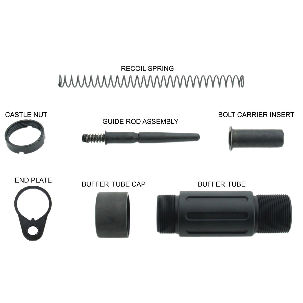 Tacfire Short Buffer Tube System for AR-Style Pistols - Black, Compact Comfort - MAR139-C - Tacfire