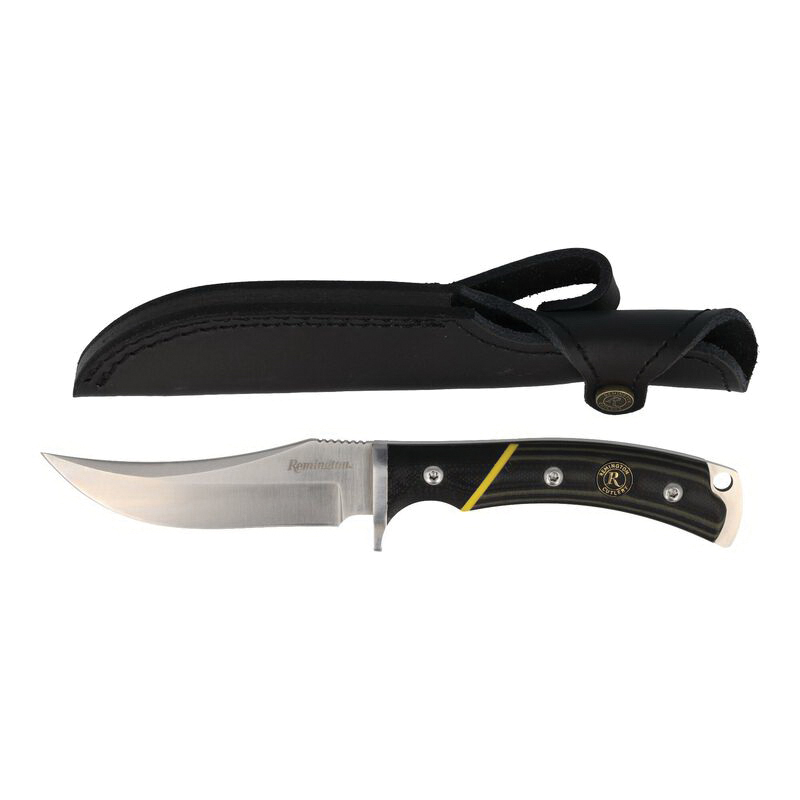 Remington Hunter Fixed Blade Knife Trailing Point, Black/Multi-Color Green - 15633 - Remington