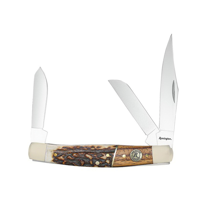 Remington Guide Stockman Folding Knife, Brown/Silver/White - 15653 - Remington