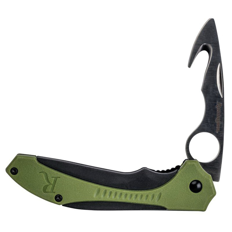 Remington Sportsman Folding Knife Skinner/Gut Hook, Black/OD Green - 15674 - Remington