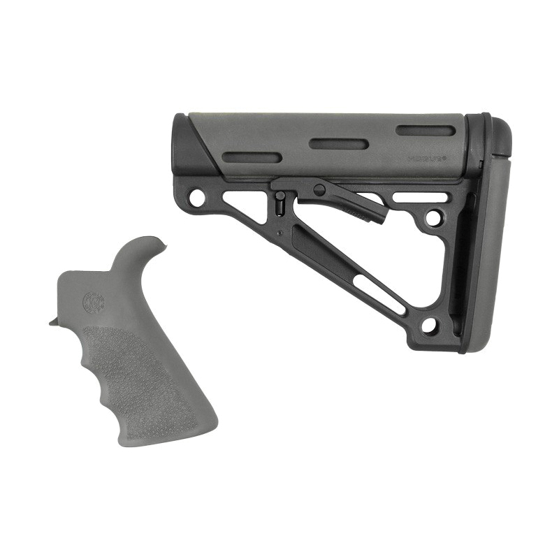 Hogue Overmolded Beavertail Grip and Collapsible Buttstock Kit for AR-15/M16, Slate Gray - 15556 - Hogue