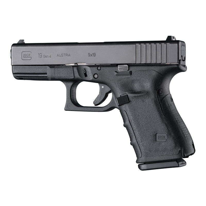 Improve Glock 19/19MOS Gen4 with Hogue's Black Wrapter Adhesive Grip -Superior Handling - 17240