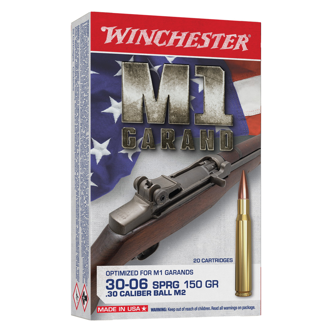 Winchester Active Duty M2 .30-06 Springfield 150 gr Ammo FMJ - 20rds - WIN3006M2 - Winchester