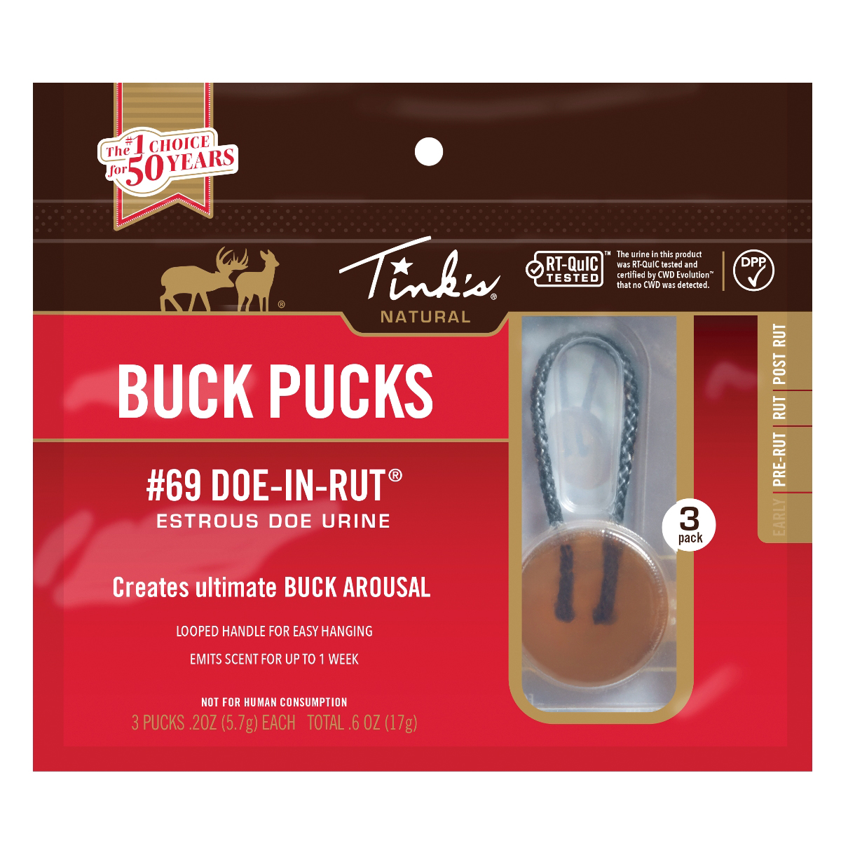 Tink's 69 Doe-In-Rut Buck Puck, Pack of 3 - Tinks