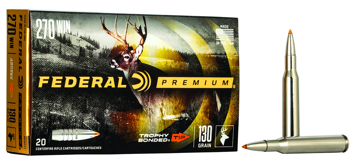 Federal Premium .270 Winchester 130gr Trophy Bonded Tip Ammo, 20rds - Federal