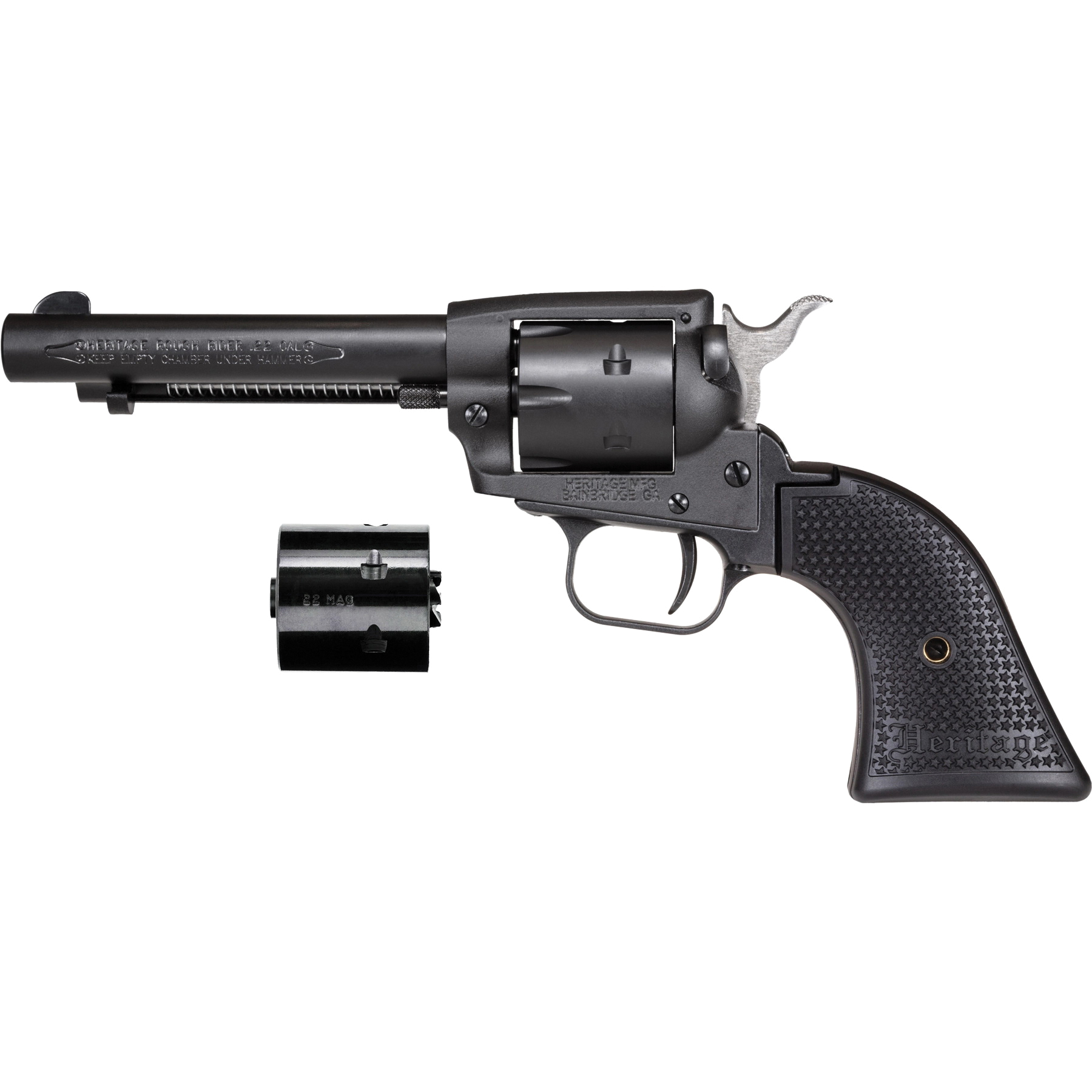 Heritage Manufacturing Rough Rider .22LR/.22 WMR Revolver 4.75" 6rds, Black Satin - SRR22MBS4PG - Heritage