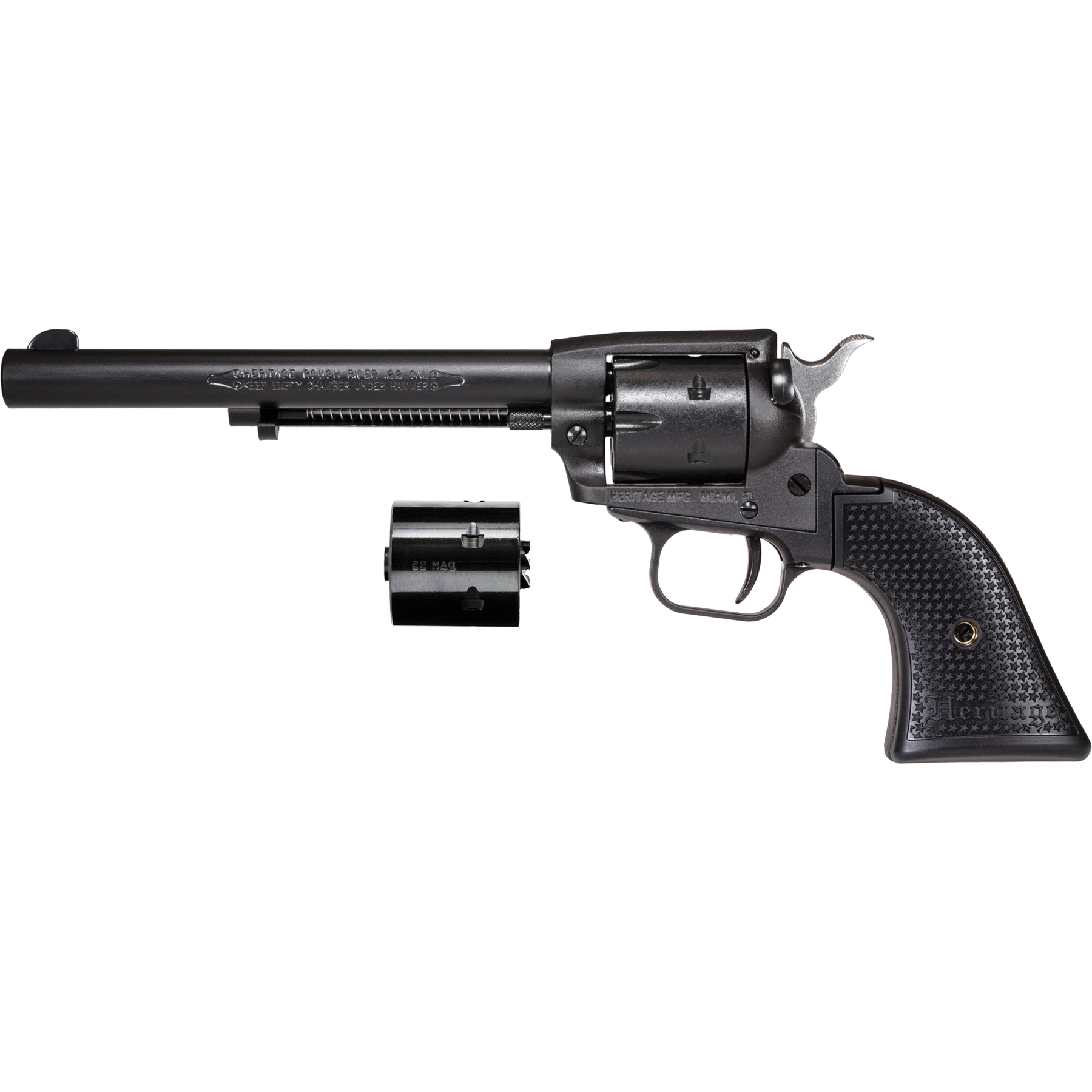 Heritage Manufacturing Rough Rider .22LR/.22 WMR Revolver 6.50" 6rds, Black Satin - SRR22MBS6PG - Heritage