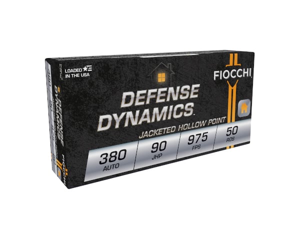 Fiocchi Defense Dynamics .380 Auto/ACP 90gr JHP Ammo, 50rds - 380APHP