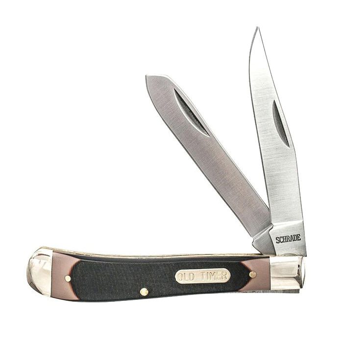 Old Timer 94OT Folding Pocket Knife, Clip Point and Spey Blades in Black and Tan - 1135990 - Old Timer