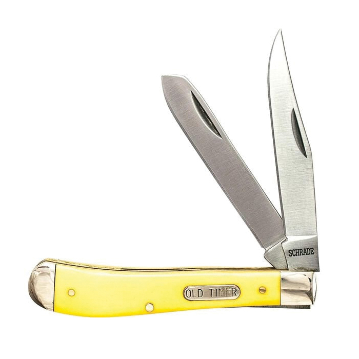 Old Timer Gunstock Trapper Folding Pocket Knife, Yellow - 1180011 - Old Timer