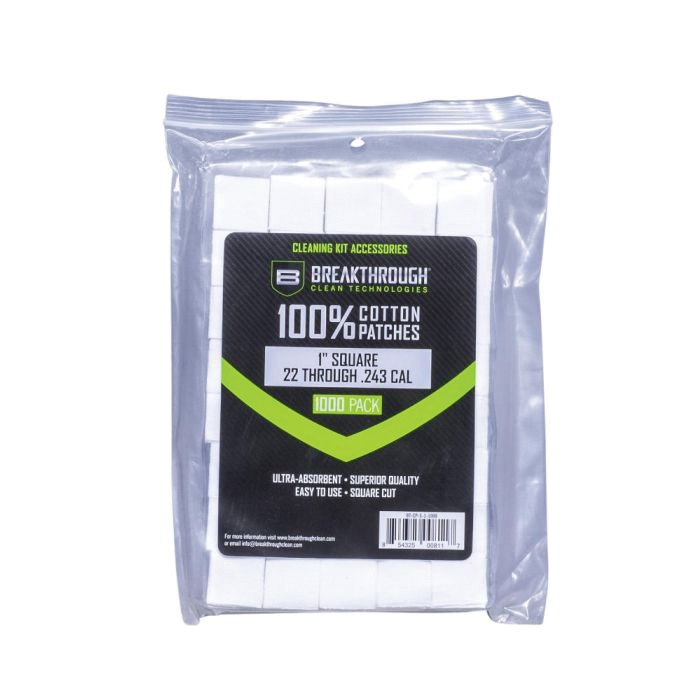 Breakthrough Clean 100% Cotton Square Patches 1" x 1" - Gun Cleaning Patches - BT-CP-S-1-1000 - Breakthrough Clean