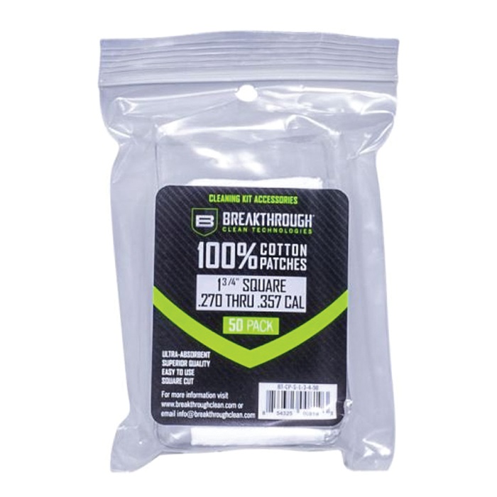 Breakthrough Clean 100% Cotton Square Patches 1.75" x 1.75", White - BT-CP-S-1-3/4-50