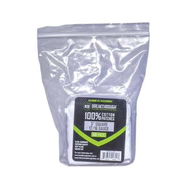 Breakthrough Clean 100% Cotton Square Patches 3" x 3", White - BT-CP-S-3-50 - Breakthrough Clean