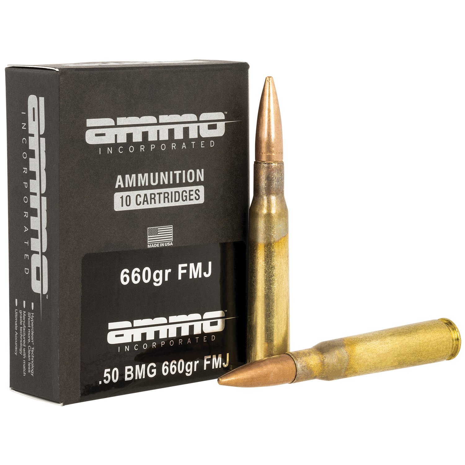 Ammo Inc Signature .50 BMG 660 gr Ammo FMJ - 10rds - 50BMG660FMJA10 - Ammo Inc