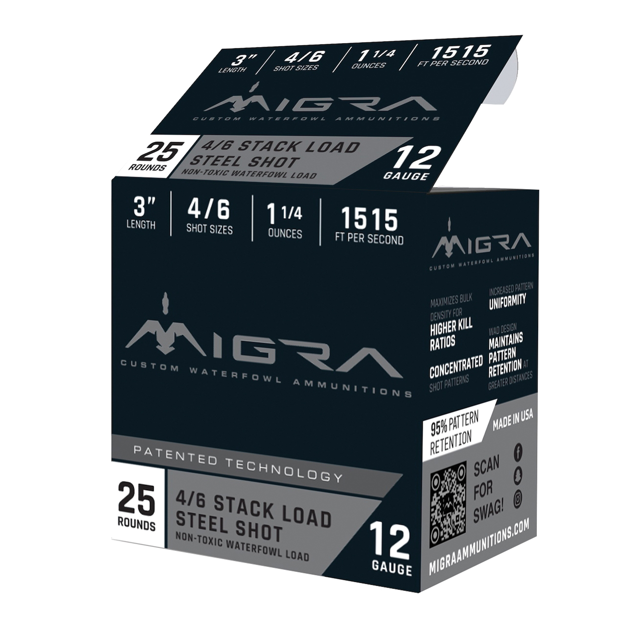 Migra Custom Waterfowl 12 Gauge 3" #4 1 1/4oz Ammo, 250rds - M12S46 - Migra Ammunition