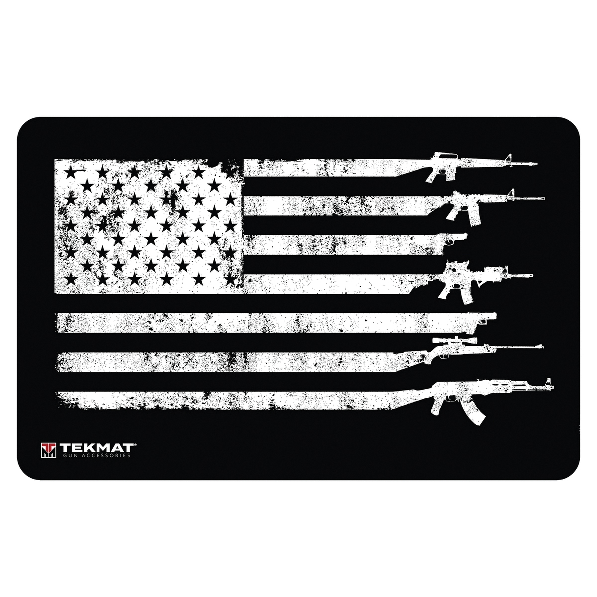 TEKMAT USA Gun Flag 42" x 25" x 0.13" Door Mat, Black/White - Tekmat