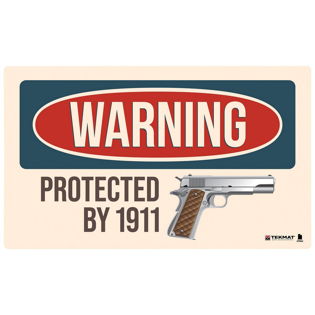 TEKMAT Warning Protected By 1911 42" x 25" x 0.13" Door Mat - Tekmat