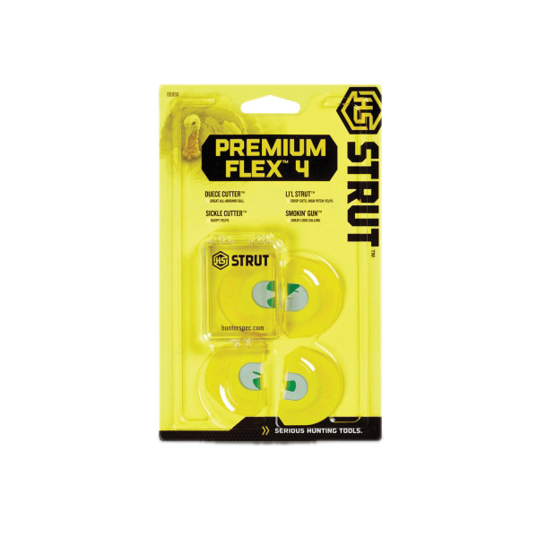 HS Strut Premium Flex-4 4-Piece Diaphragm Turkey Mouth Call, Yellow - Hs Strut