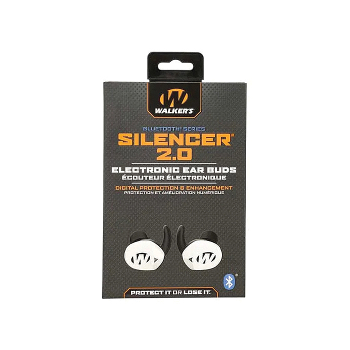 Walkers Game Ear Silencer BT 2.0 Bluetooth Earbuds, White - Walkers Game Ear
