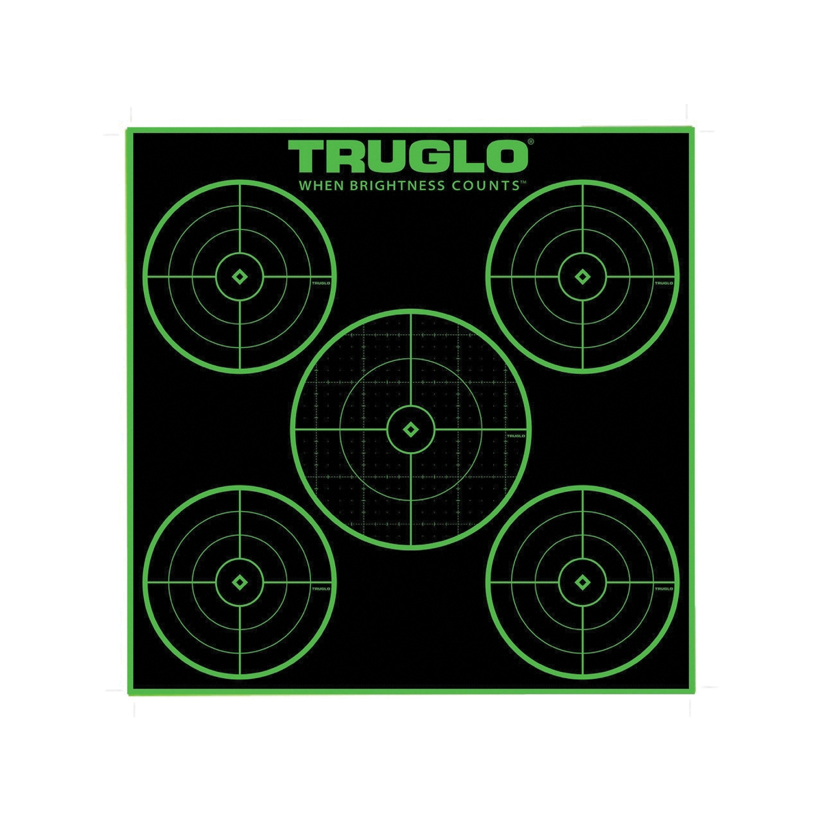 TruGlo Tru-See 5-Bullseye Target 12" x 12", Black/Green - Truglo